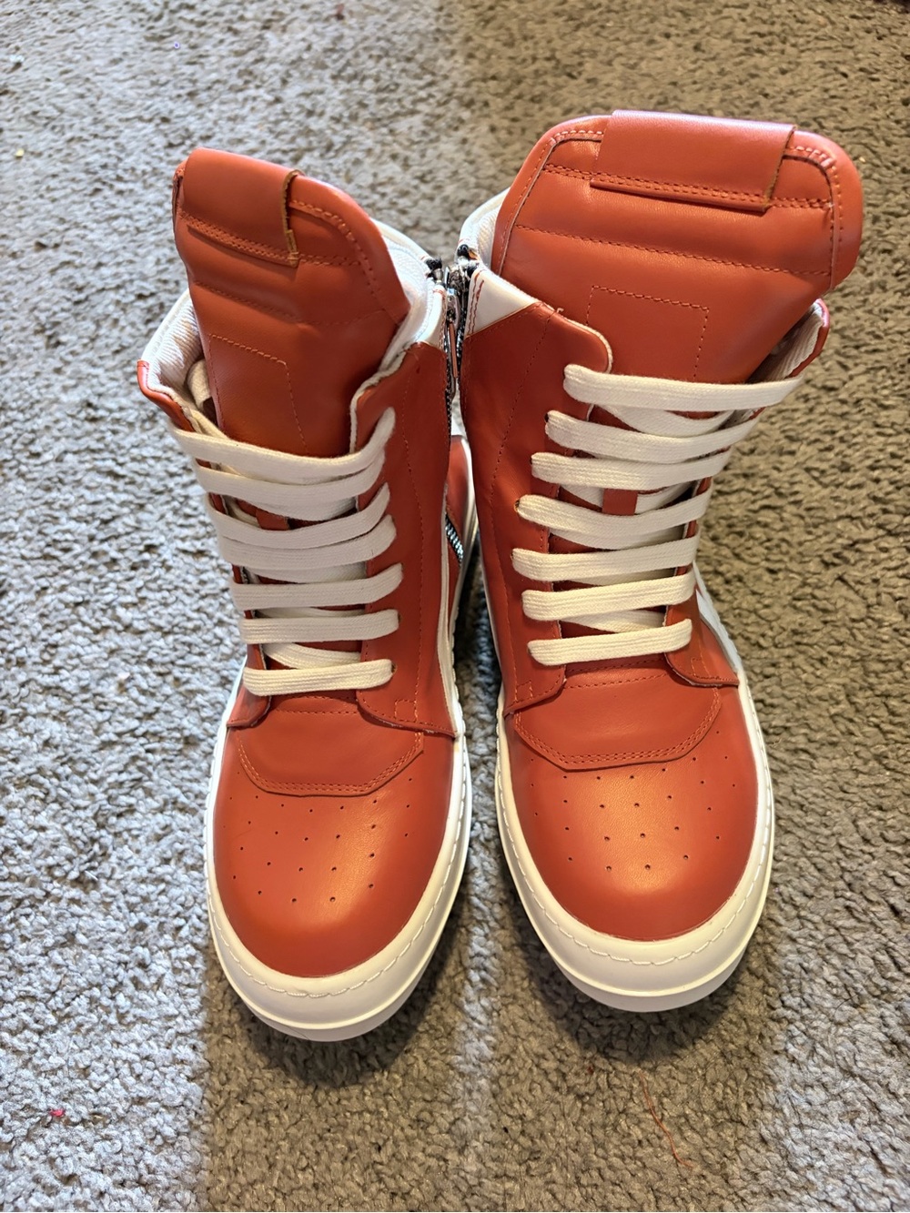 Rick Owens Cream Leather Debossed Signature